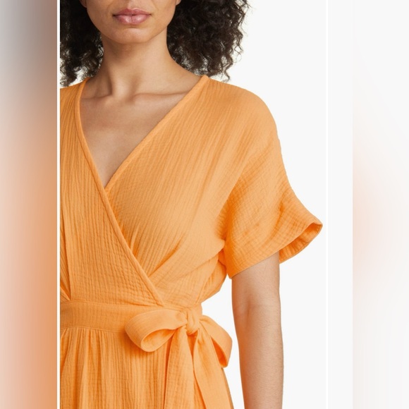 Marine Layer Yellow Cotton Wrap Dress Size XS - Picture 3 of 13